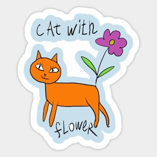 Cat with flower Sticker